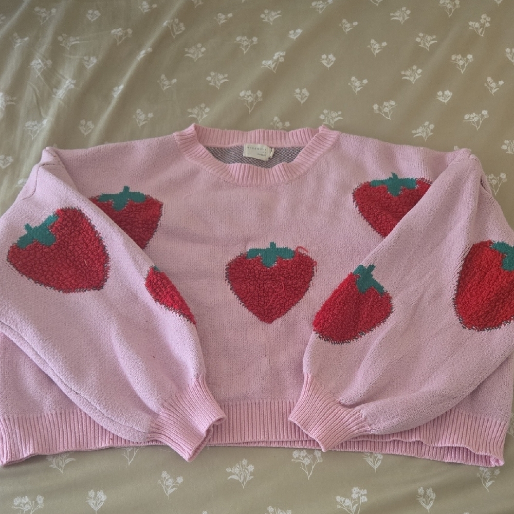 Pink Strawberry Pattern Sweater - Picture 2 of 3